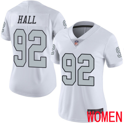 Oakland Raiders Limited White Women P J  Hall Jersey NFL Football #92 Rush Vapor Untouchable Jersey